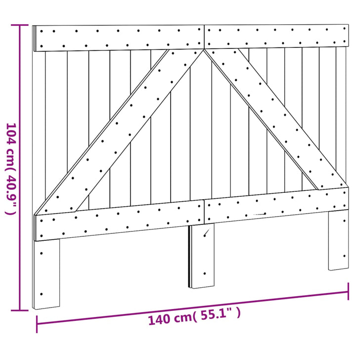sengegavl 140x104 cm massivt fyrretræ
