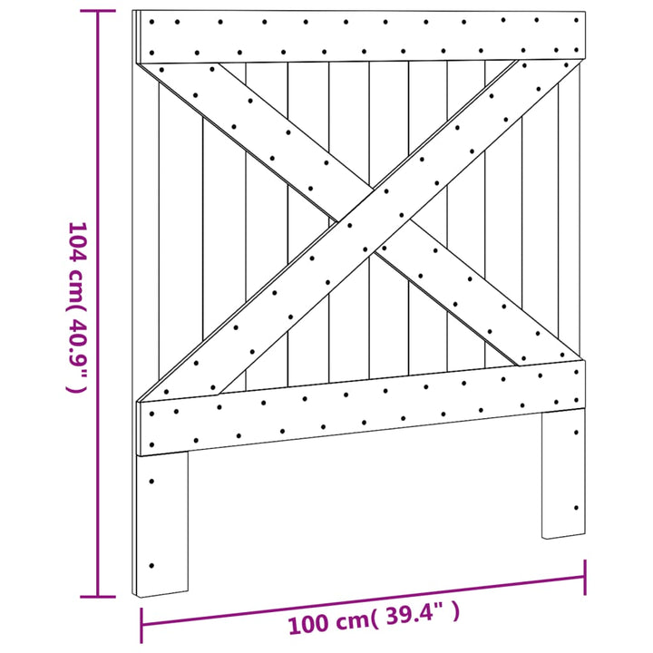 sengegavl 100x104 cm massivt fyrretræ