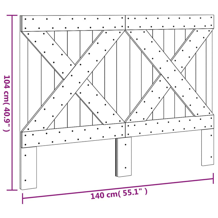 sengegavl 140x104 cm massivt fyrretræ