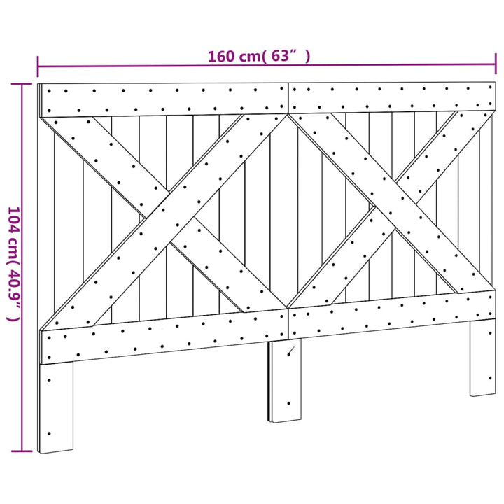 sengegavl 160x104 cm massivt fyrretræ