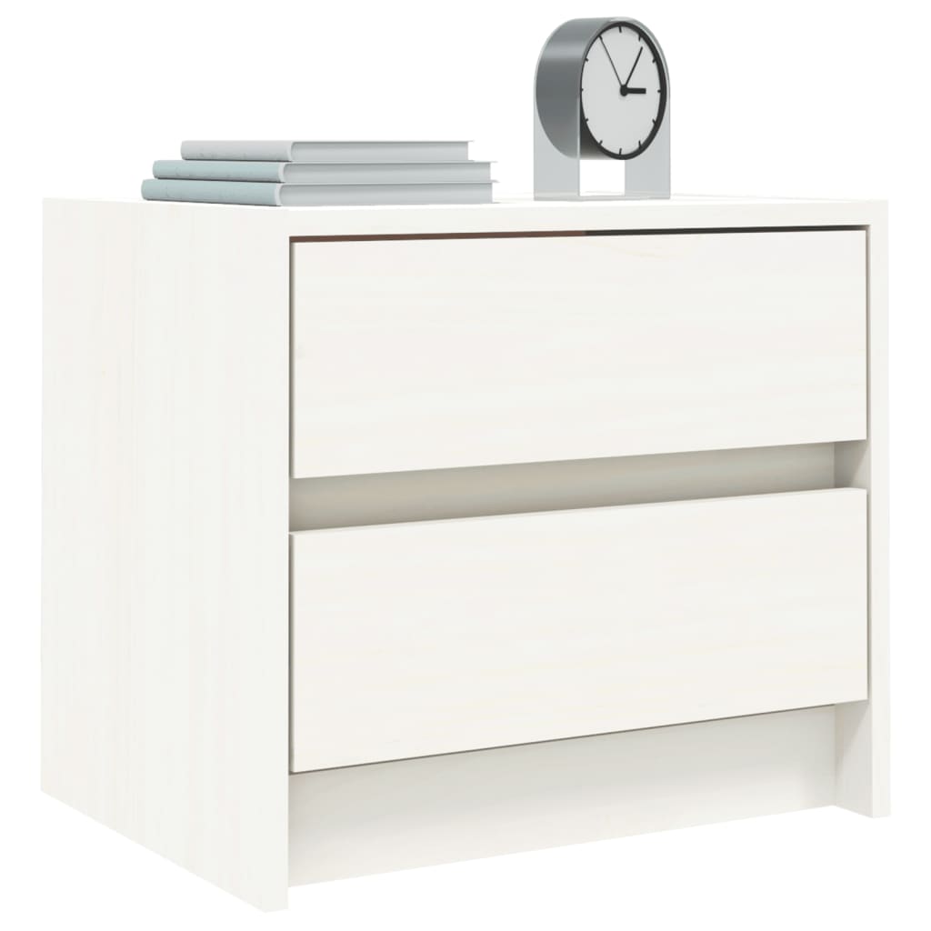 sengebord 40x31x35,5 cm massivt fyrretræ hvid