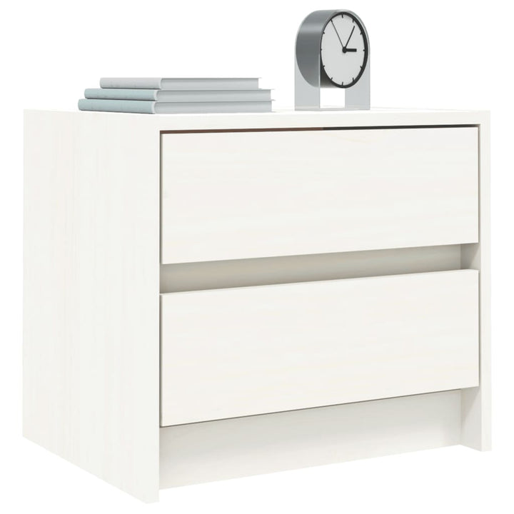 sengebord 40x31x35,5 cm massivt fyrretræ hvid