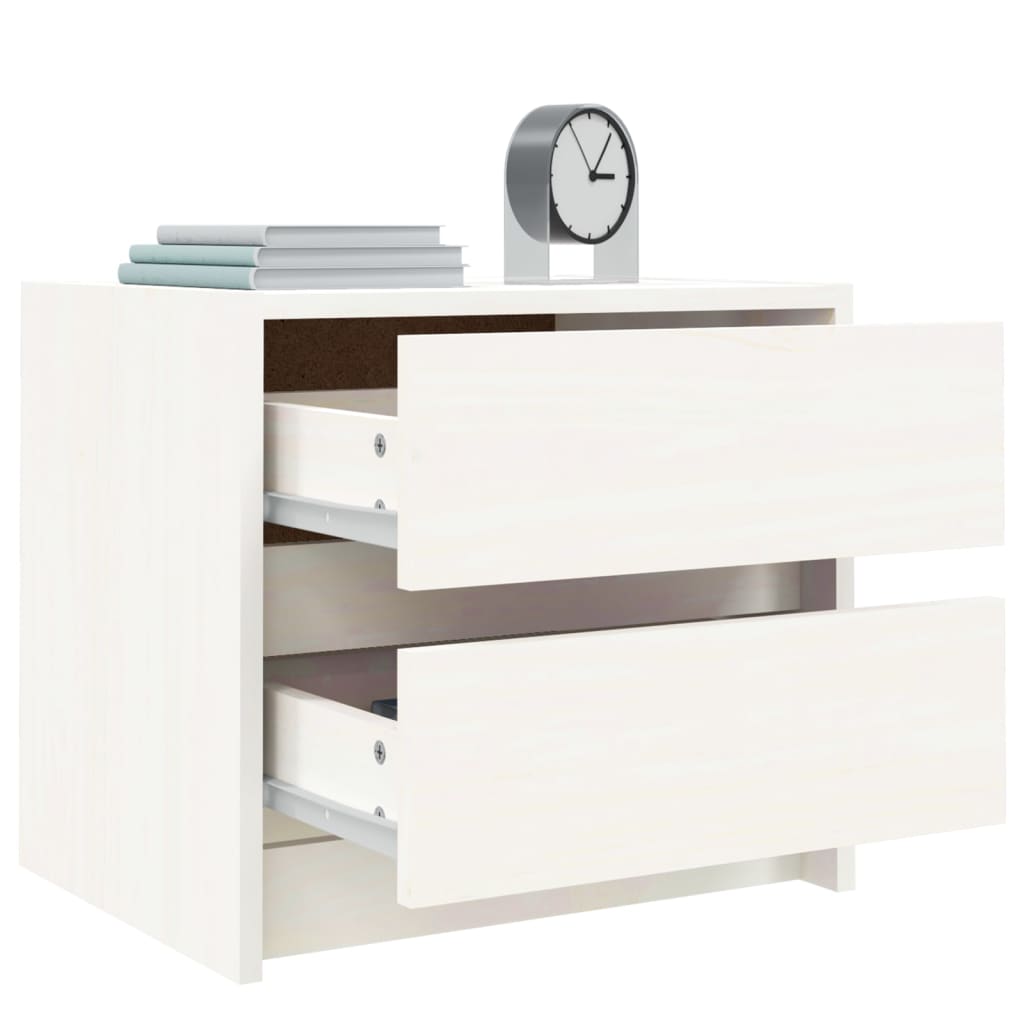 sengebord 40x31x35,5 cm massivt fyrretræ hvid