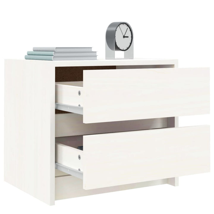 sengebord 40x31x35,5 cm massivt fyrretræ hvid