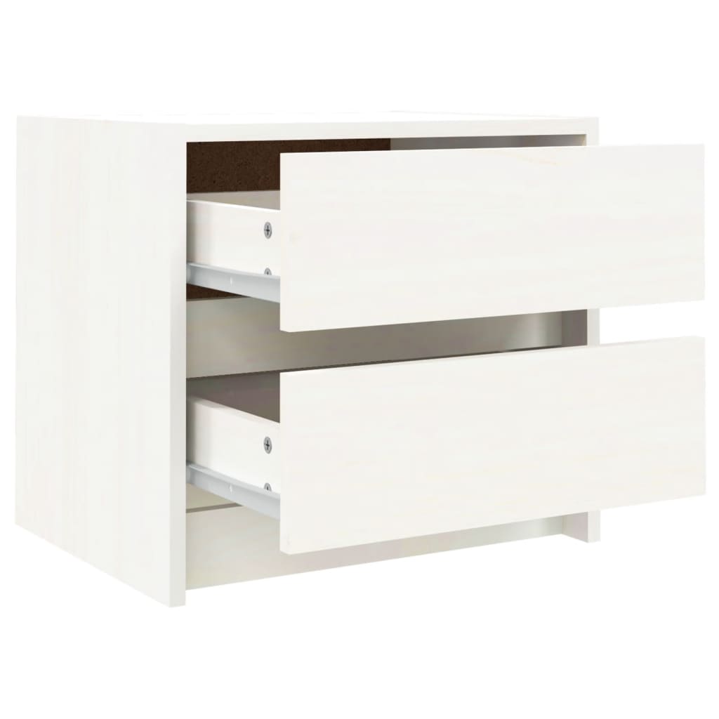 sengebord 40x31x35,5 cm massivt fyrretræ hvid