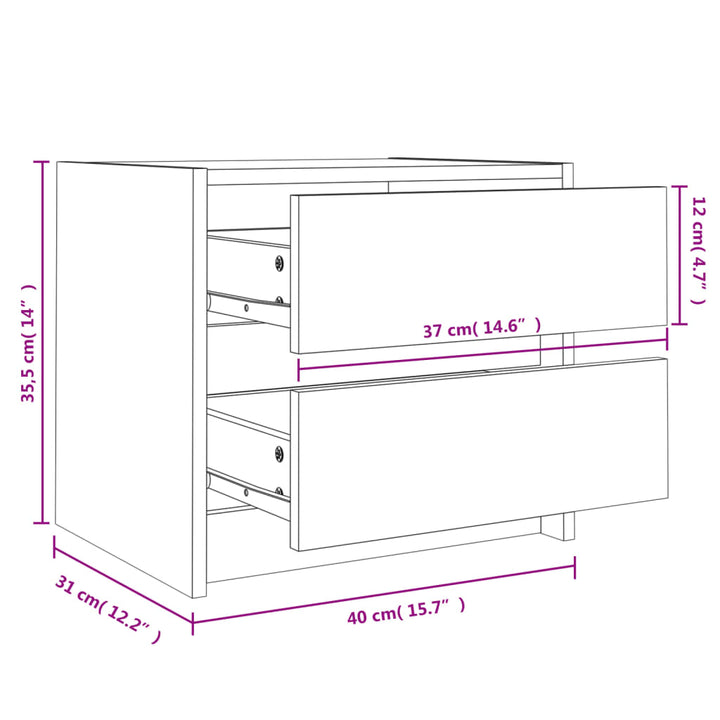 sengebord 40x31x35,5 cm massivt fyrretræ hvid