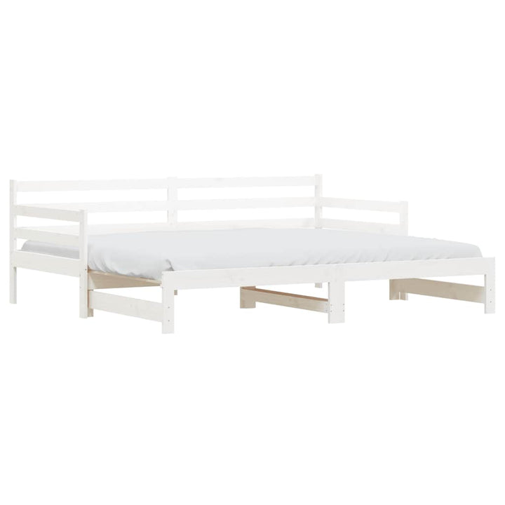 daybed med udtræk 90x200 cm massivt fyrretræ hvid