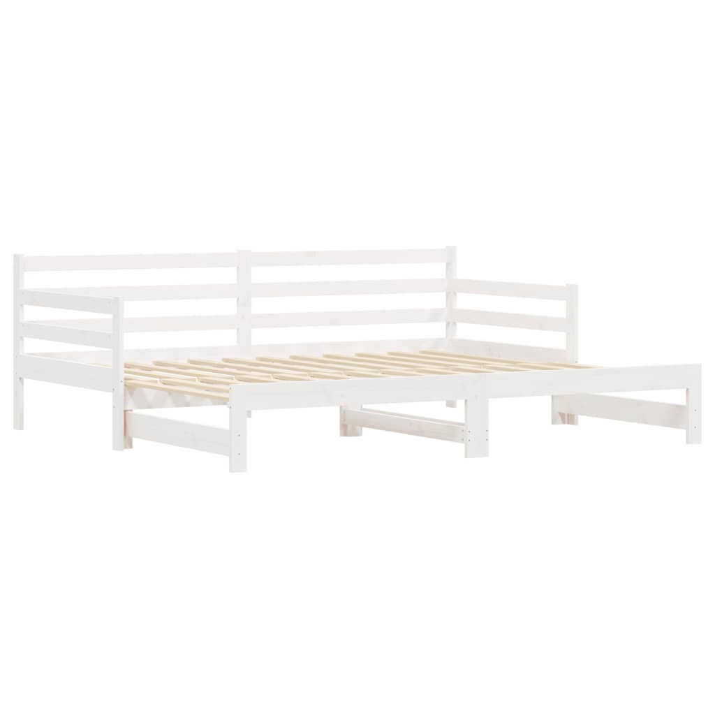 daybed med udtræk 90x200 cm massivt fyrretræ hvid