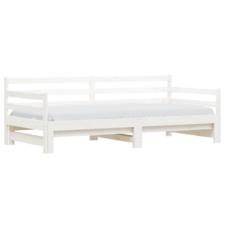 daybed med udtræk 90x200 cm massivt fyrretræ hvid