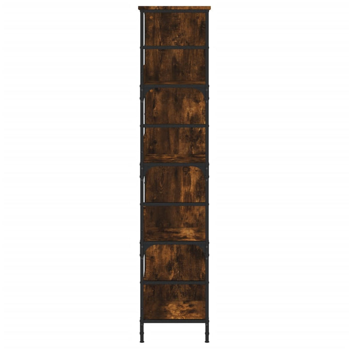 bogreol 78,5x33x153 cm konstrueret træ røget egetræsfarve