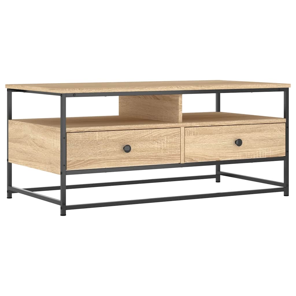 sofabord 100x51x45 cm konstrueret træ sonoma-eg