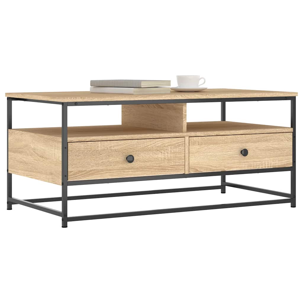 sofabord 100x51x45 cm konstrueret træ sonoma-eg