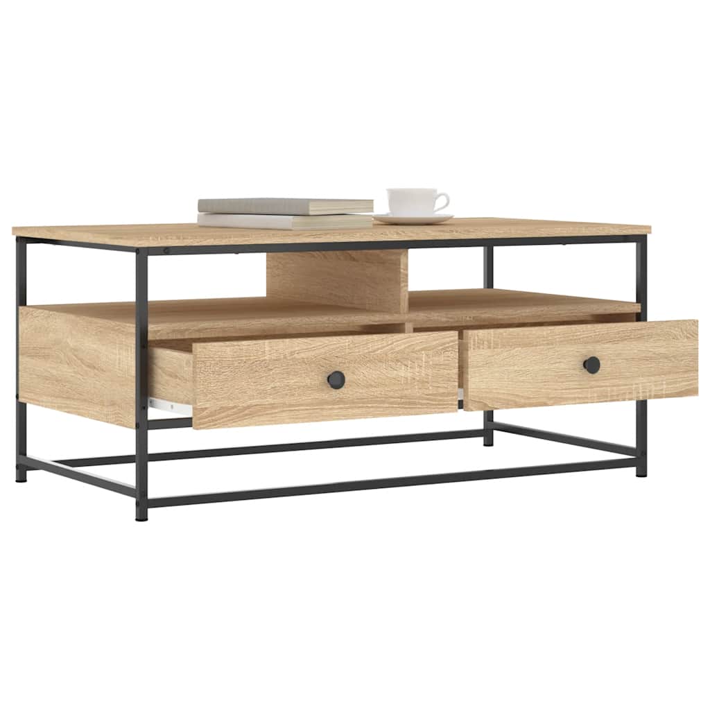 sofabord 100x51x45 cm konstrueret træ sonoma-eg
