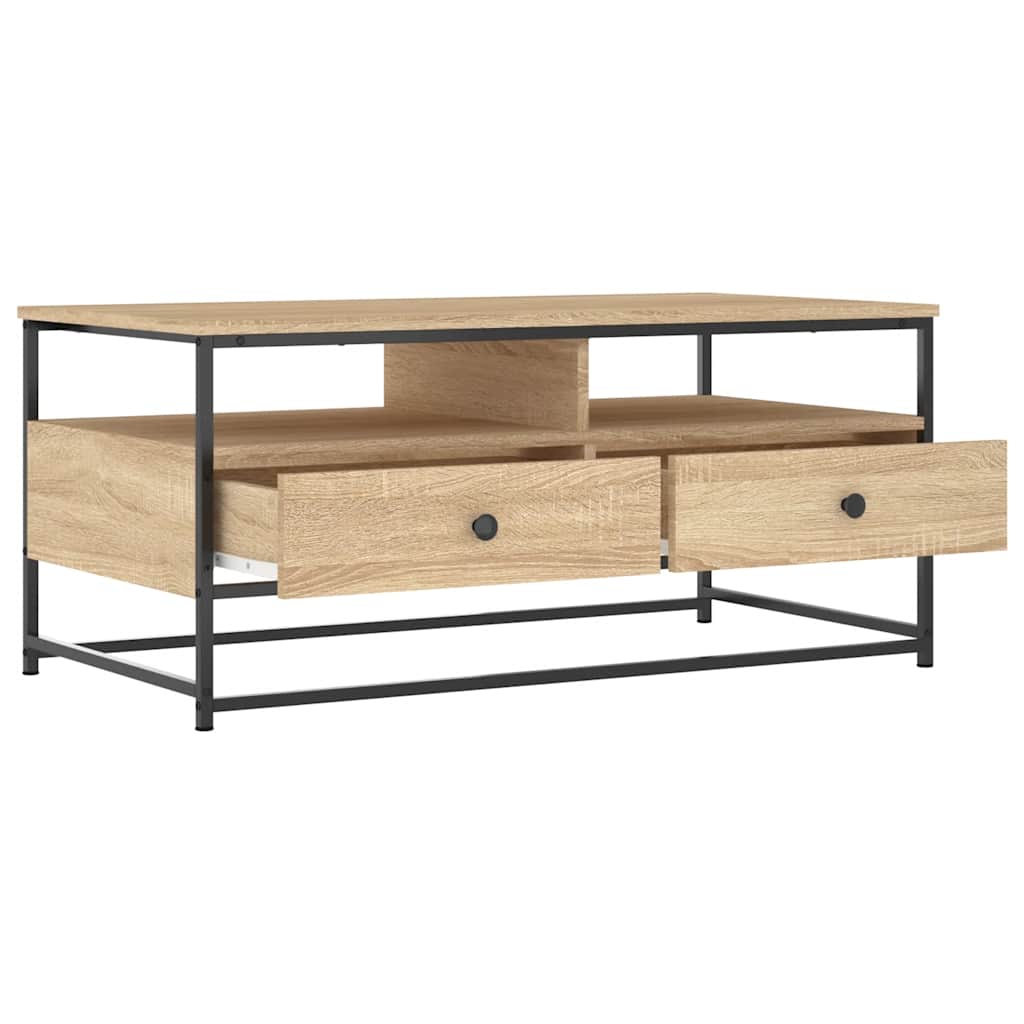 sofabord 100x51x45 cm konstrueret træ sonoma-eg