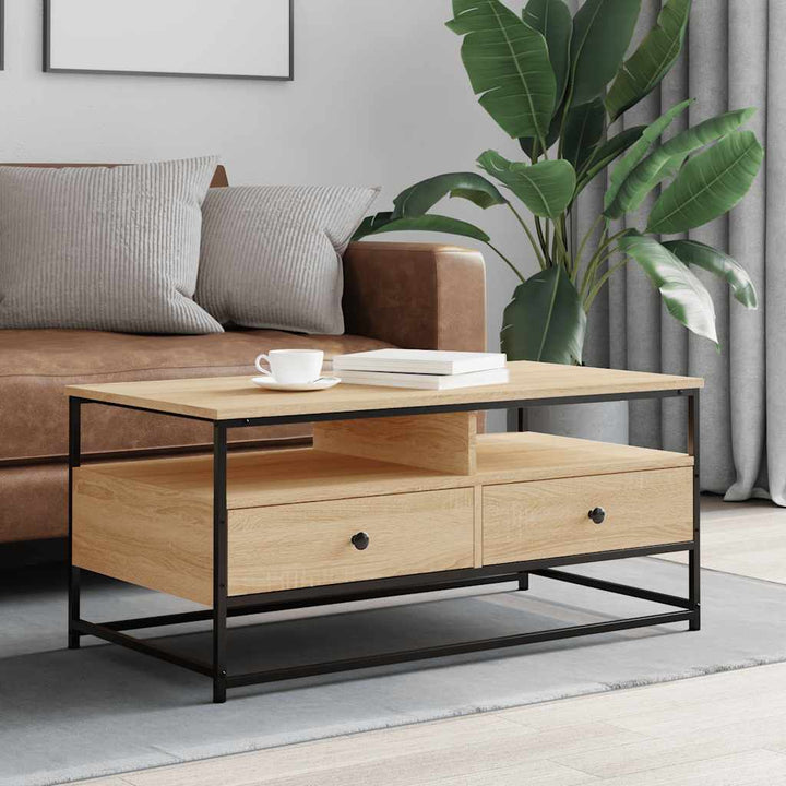 sofabord 100x51x45 cm konstrueret træ sonoma-eg