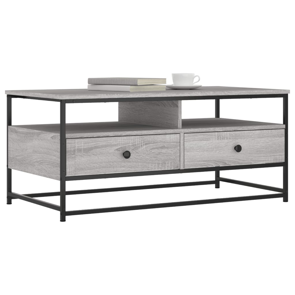 sofabord 100x51x45 cm konstrueret træ grå sonoma-eg