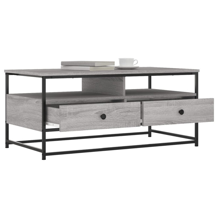 sofabord 100x51x45 cm konstrueret træ grå sonoma-eg