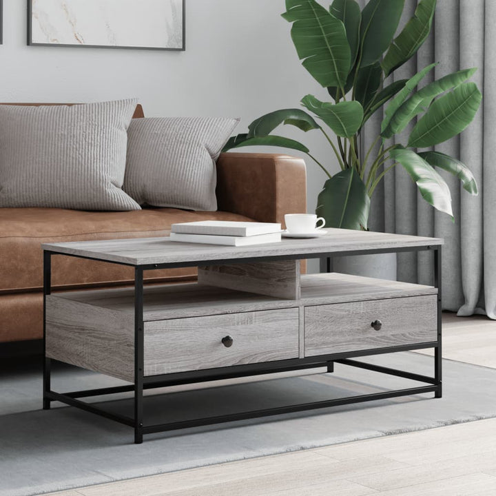 sofabord 100x51x45 cm konstrueret træ grå sonoma-eg