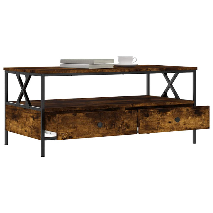 sofabord 100x51x44 cm konstrueret træ røget egetræsfarve