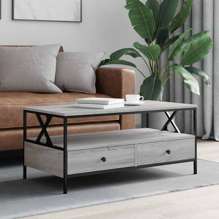 sofabord 100x51x45 cm konstrueret træ grå sonoma-eg