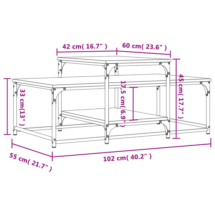 sofabord 102x60x45 cm konstrueret træ sonoma-eg