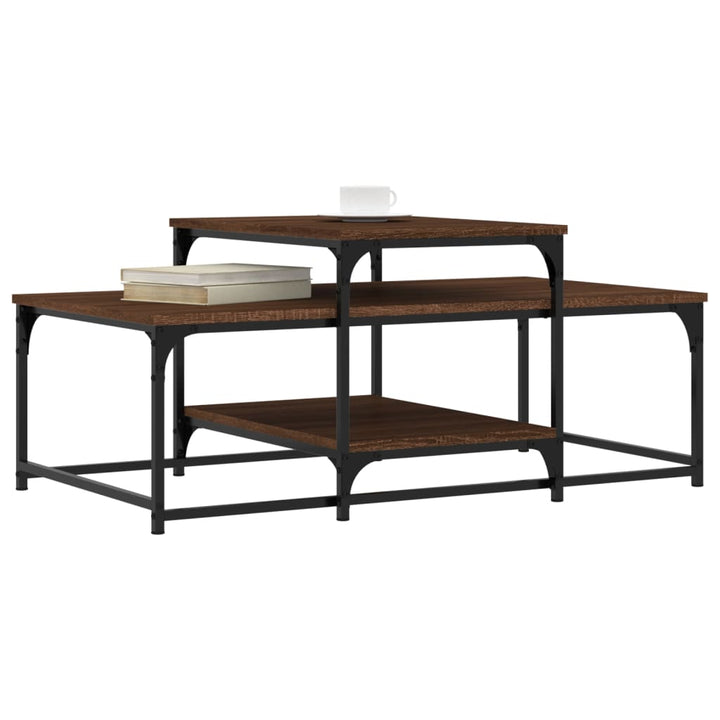 sofabord 102x60x45 cm konstrueret træ brun egetræsfarve