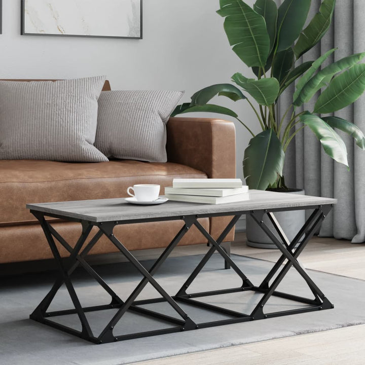 sofabord 100x49x40 cm konstrueret træ grå sonoma-eg
