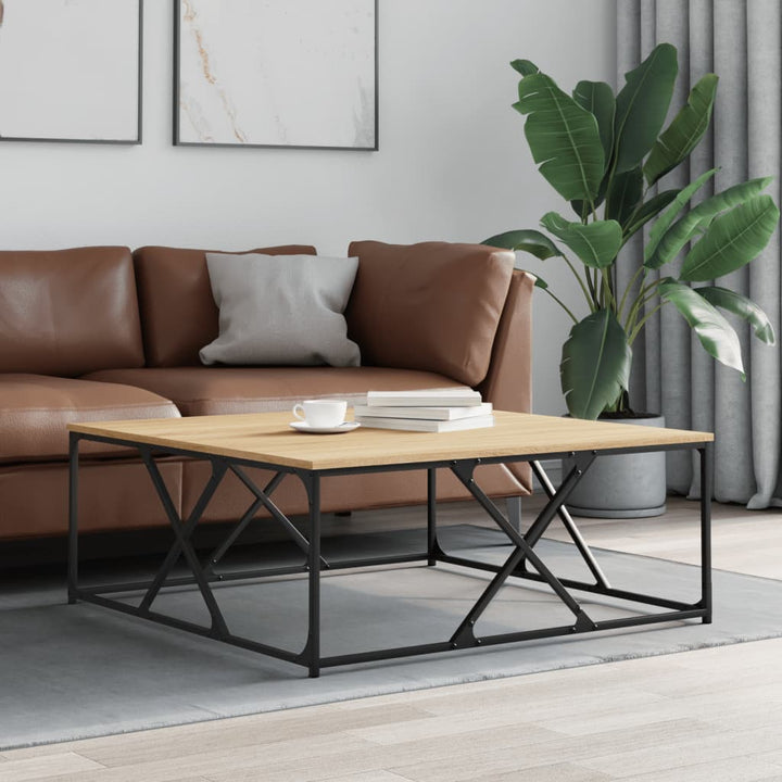 sofabord 100x100x40 cm konstrueret træ sonoma-eg