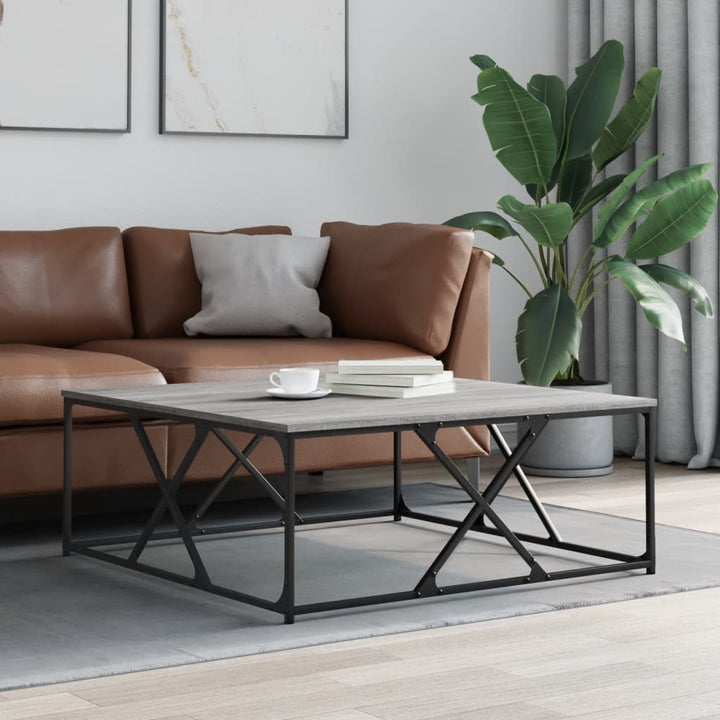 sofabord 100x100x40 cm konstrueret træ grå sonoma-eg
