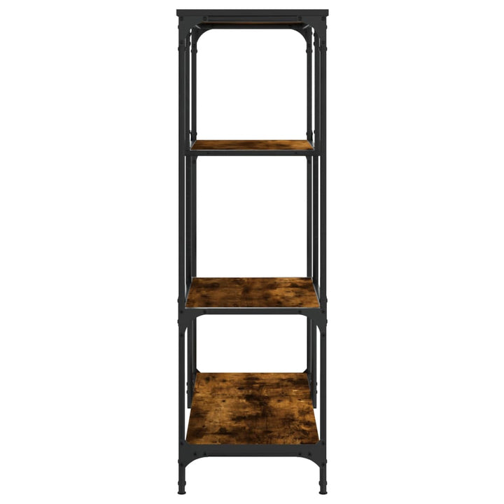 bogreol 81x36x115 cm konstrueret træ og jern røget egetræsfarve