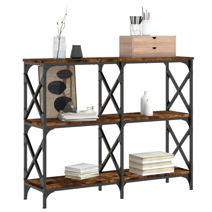 konsolbord 100x28x80,5 cm konstrueret træ røget egetræsfarve