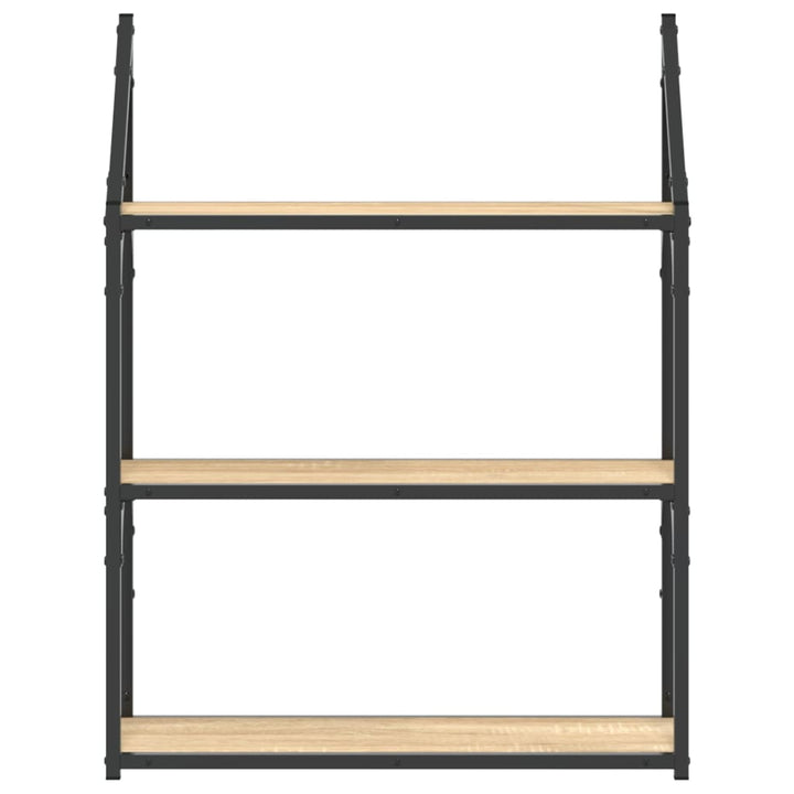 vægreol med 3 hylder 60x21x78,5 cm konstrueret træ sonoma-eg