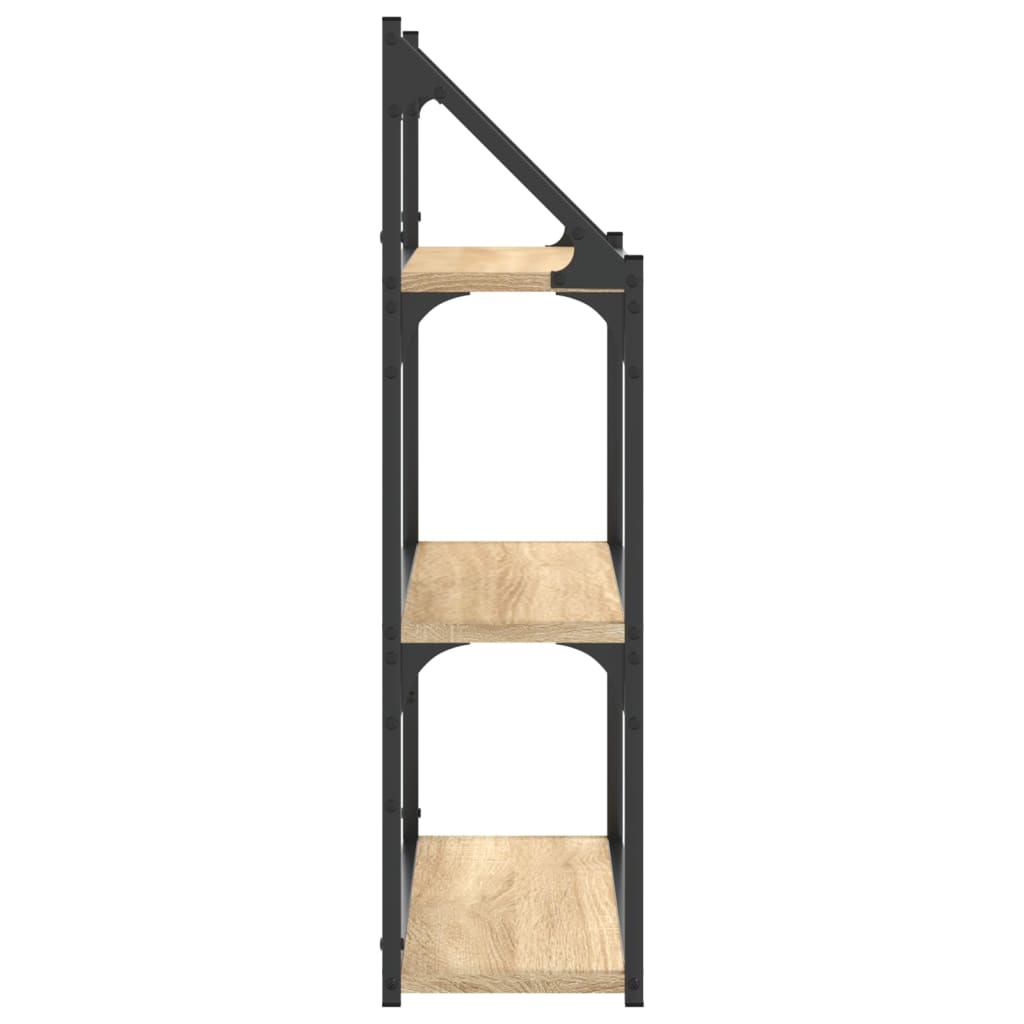vægreol med 3 hylder 60x21x78,5 cm konstrueret træ sonoma-eg