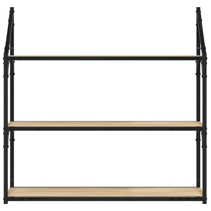 vægreol med 3 hylder 80x21x78,5 cm konstrueret træ sonoma-eg