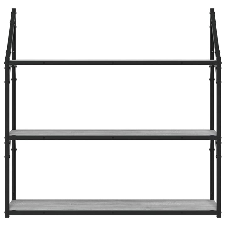 vægreol m. 3 hylder 80x21x78,5 cm konstrueret træ grå sonoma-eg
