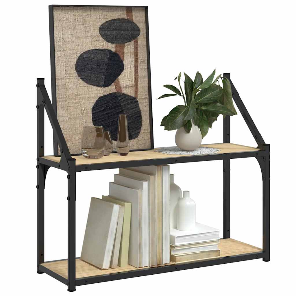 vægreol med 2 hylder Sonoma-eg 60x21x51 cm konstrueret træ