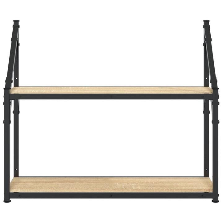 vægreol med 2 hylder Sonoma-eg 60x21x51 cm konstrueret træ