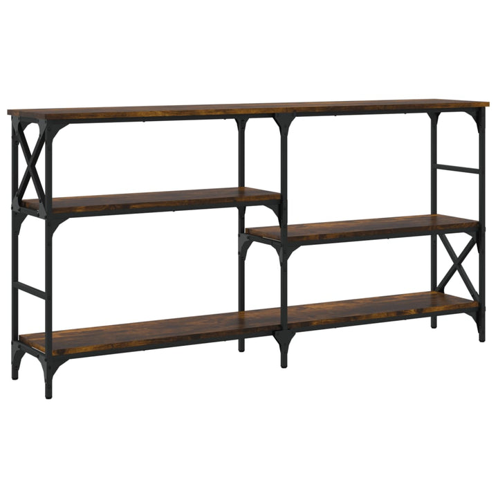 konsolbord 150x29x76,5 cm konstrueret træ røget egetræsfarve