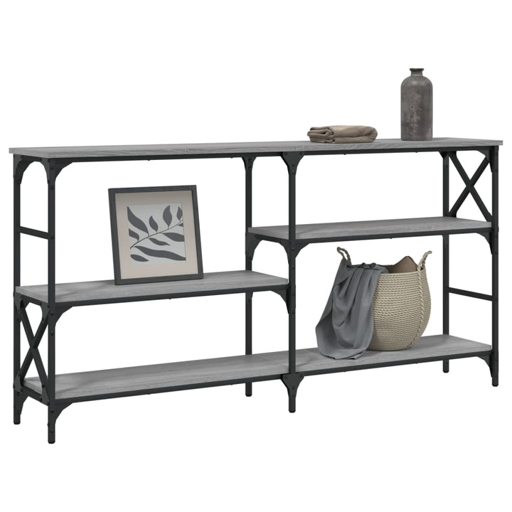 konsolbord 150x29x76,5 cm konstrueret træ grå sonoma-eg