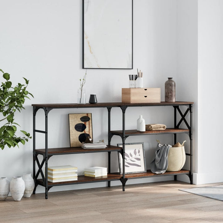 konsolbord 150x29x76,5 cm konstrueret træ brun egetræsfarve