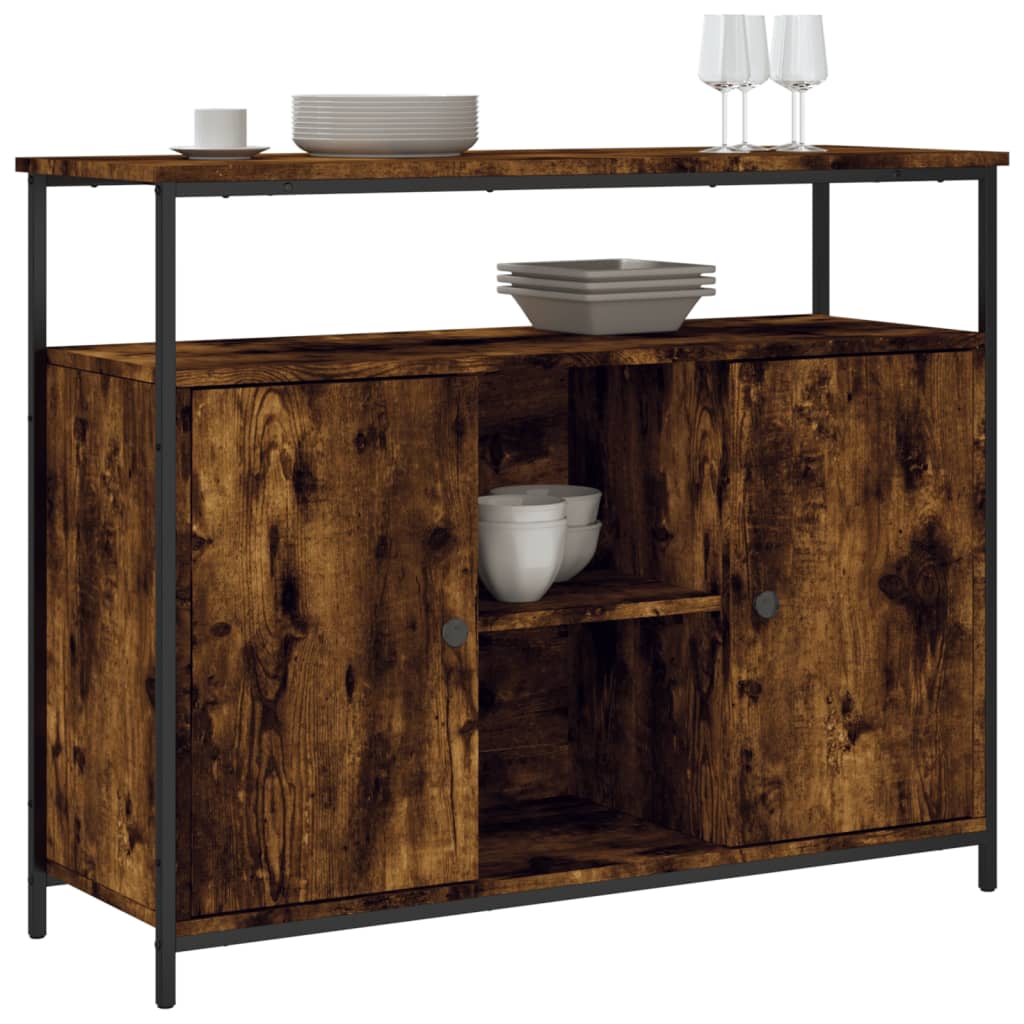 skænk 100x35x80 cm konstrueret træ røget egetræsfarve