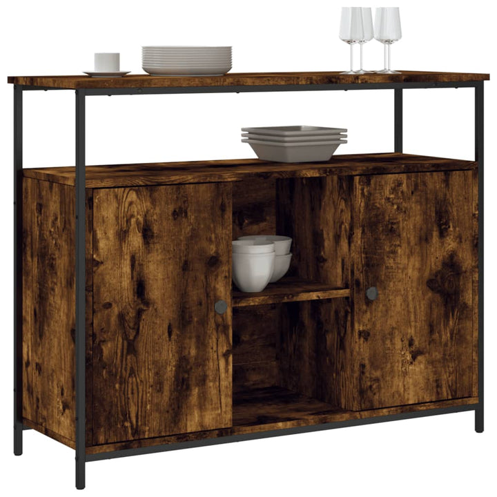 skænk 100x35x80 cm konstrueret træ røget egetræsfarve
