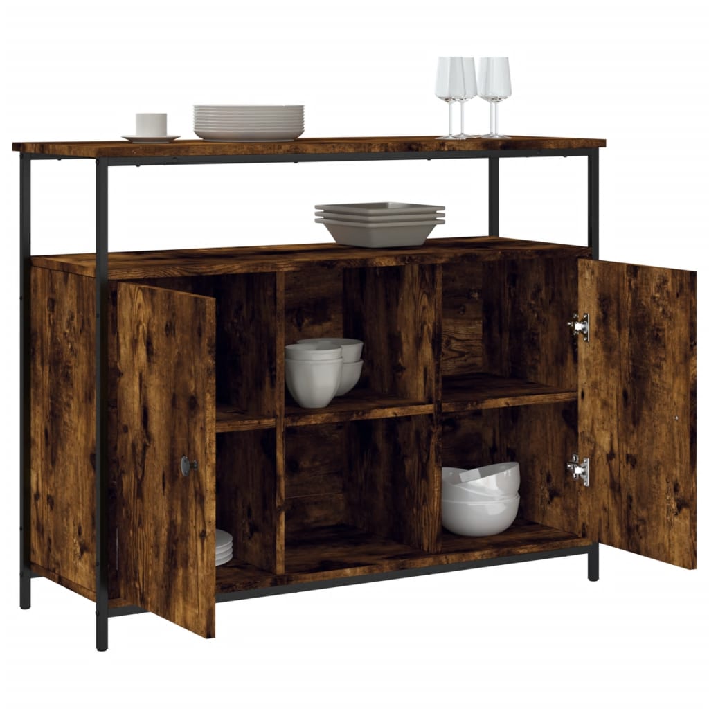 skænk 100x35x80 cm konstrueret træ røget egetræsfarve