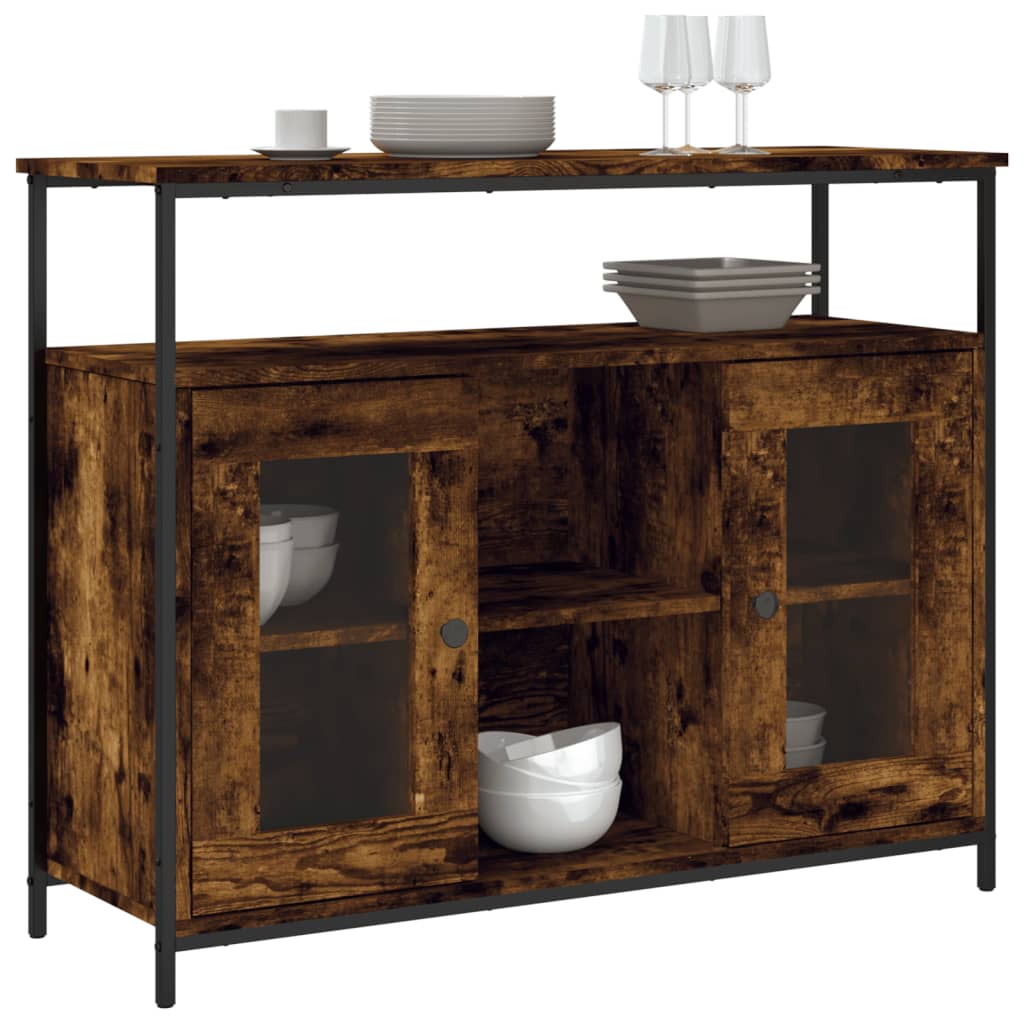 skænk 100x35x80 cm konstrueret træ røget egetræsfarve