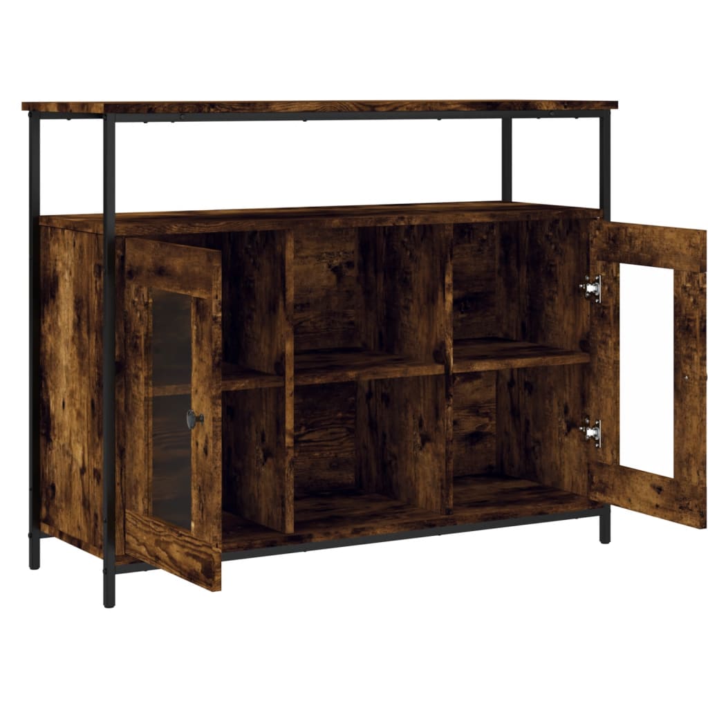 skænk 100x35x80 cm konstrueret træ røget egetræsfarve
