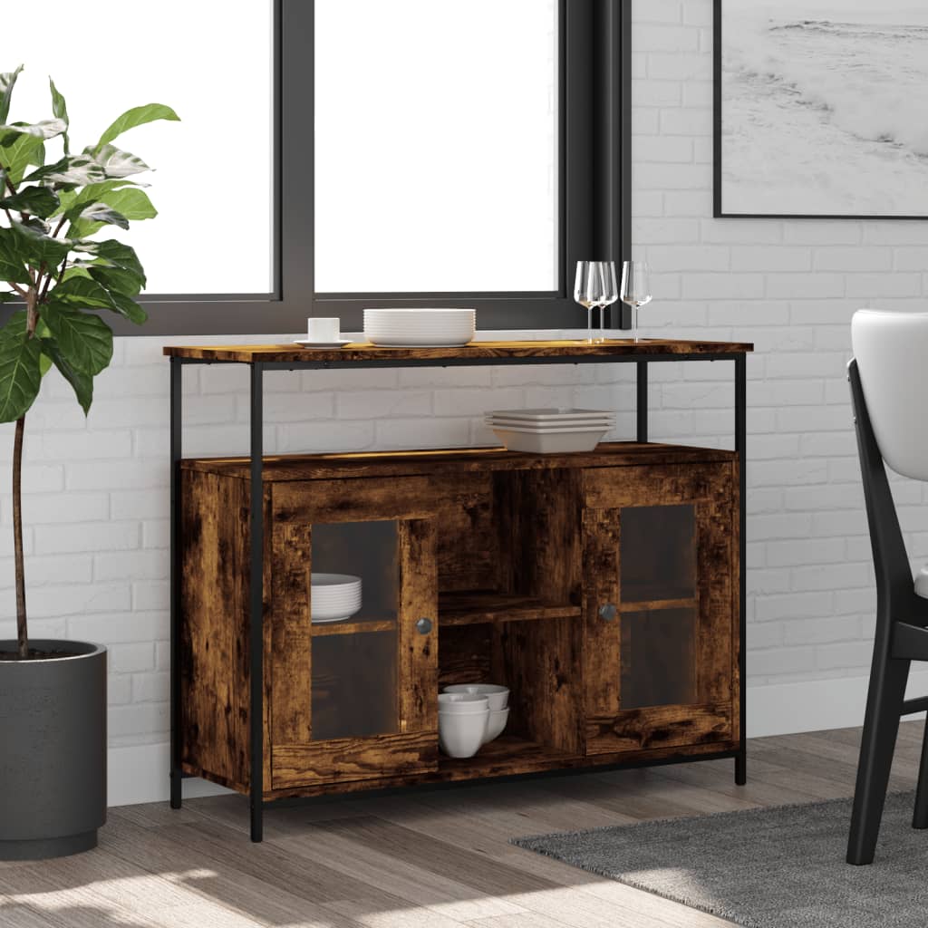 skænk 100x35x80 cm konstrueret træ røget egetræsfarve