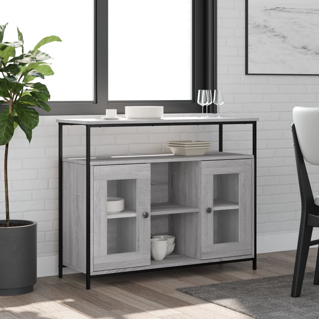 skænk 100x35x80 cm konstrueret træ grå sonoma-eg
