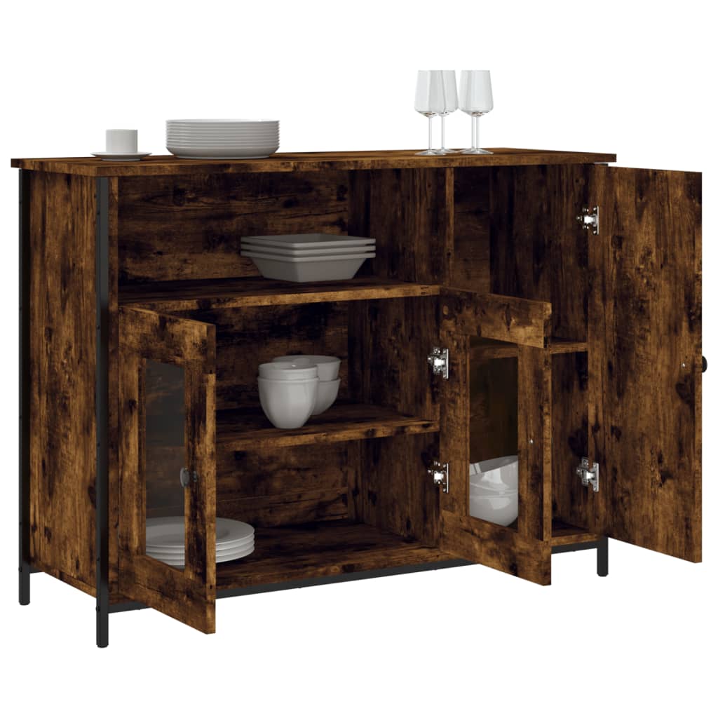 skænk 100x35x75 cm konstrueret træ røget egetræsfarve