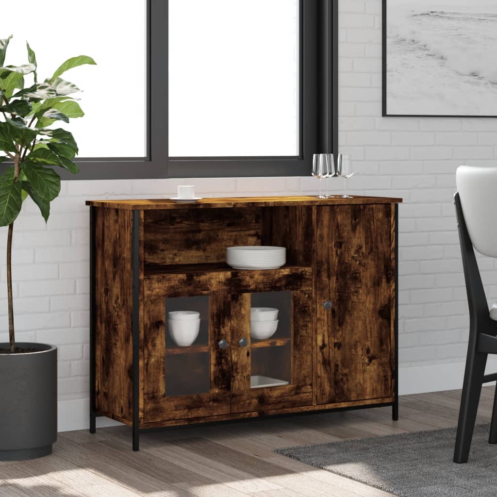 skænk 100x35x75 cm konstrueret træ røget egetræsfarve