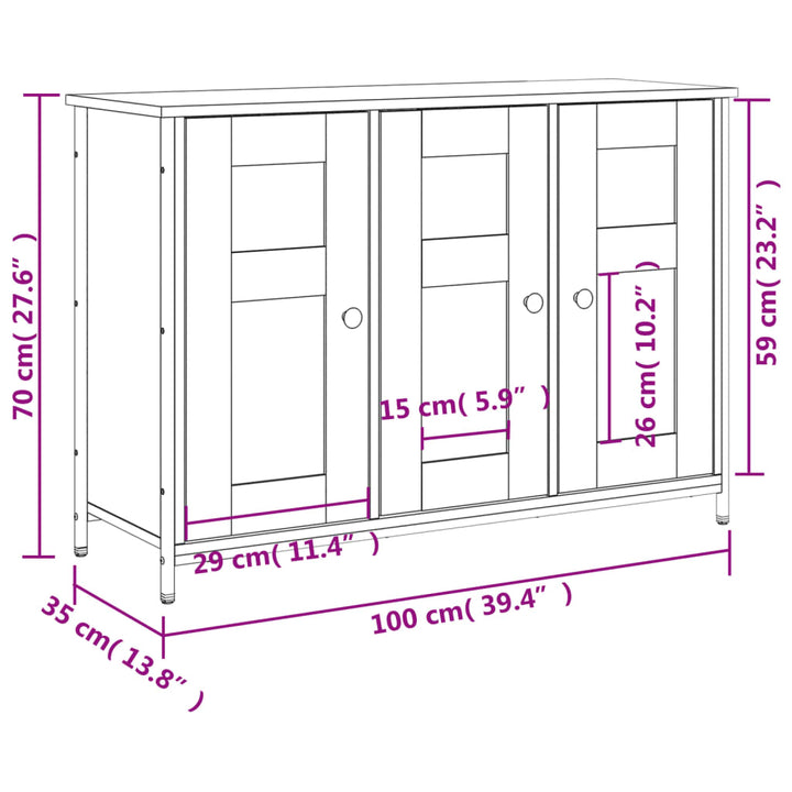 skænk 100x35x70 cm konstrueret træ sonoma-eg